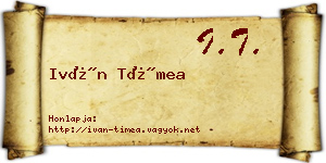 Iván Tímea névjegykártya